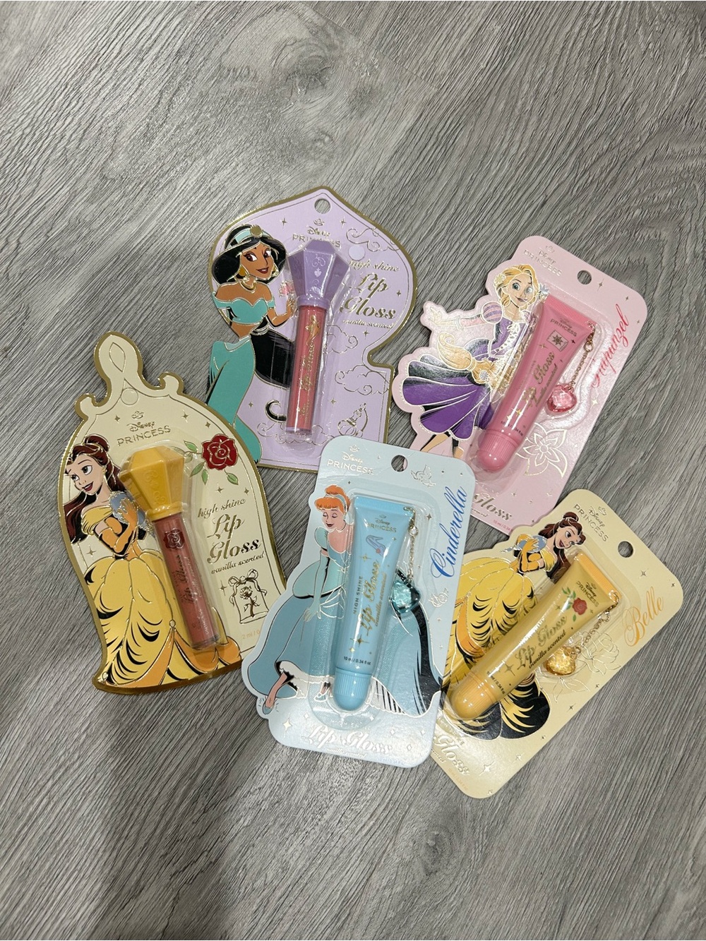 Disney Princess Lip Gloss Set - Pink, Purple, Yellow, Blue, Peach